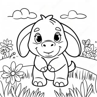 Cute Baby Eeyore In A Flower Field Coloring Page 49333-39520