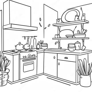 Cozy Modern Kitchen Coloring Page 49373-39549