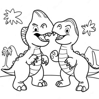 Dinosaurs Fighting Coloring Pages