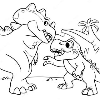 T Rex Vs Triceratops Fighting Coloring Page 49392-39562