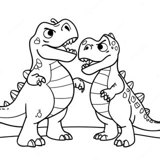 T Rex Vs Triceratops Fighting Coloring Page 49392-39563