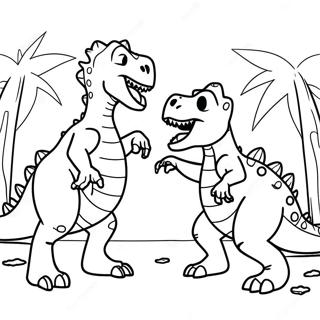 T Rex Vs Triceratops Fighting Coloring Page 49392-39564