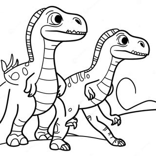 Fierce Velociraptor Battle Coloring Page 49393-39577