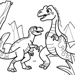 Fierce Velociraptor Battle Coloring Page 49393-39578