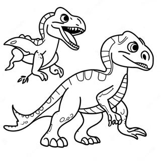 Fierce Velociraptor Battle Coloring Page 49393-39579