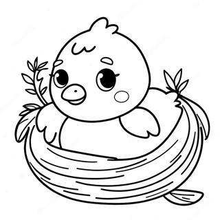 Fluffy Baby Chick In A Nest Coloring Page 4942-4122