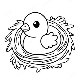 Fluffy Baby Chick In A Nest Coloring Page 4942-4124