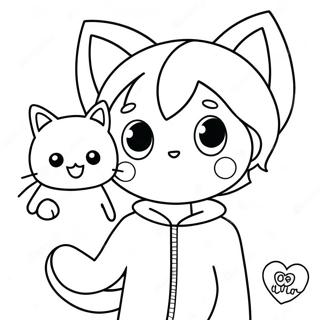 Adorable Anime Boy With Cat Ears Coloring Page 49493-39641