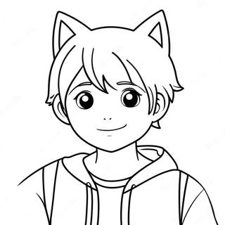 Adorable Anime Boy With Cat Ears Coloring Page 49493-39642