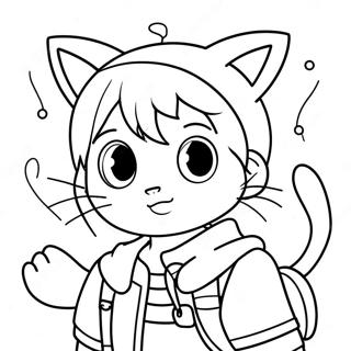 Adorable Anime Boy With Cat Ears Coloring Page 49493-39644