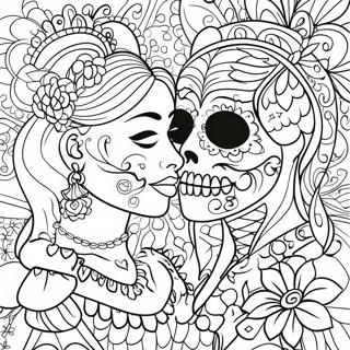 Couples Love Sugar Skull Coloring Pages