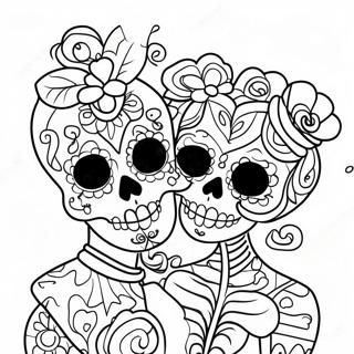 Couples Love Sugar Skull Coloring Page 49602-39726