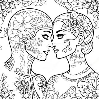 Couples Love Sugar Skull Coloring Page 49602-39727