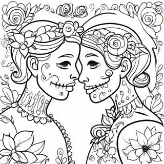 Couples Love Sugar Skull Coloring Page 49602-39728