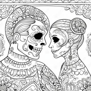 Intricate Sugar Skull Couple Coloring Page 49603-39730