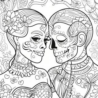 Intricate Sugar Skull Couple Coloring Page 49603-39732