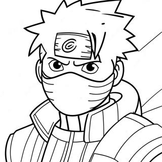 Kakashi With Sharingan In Action Coloring Page 49703-39809