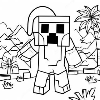 Minecraft Santa Creeper Coloring Page 49713-39815