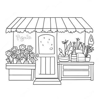 Cute Flower Shop With Colorful Flowers Coloring Page 49723-39826