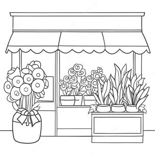 Cute Flower Shop With Colorful Flowers Coloring Page 49723-39827