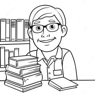 Friendly School Counselor With Books Coloring Page 49733-39833