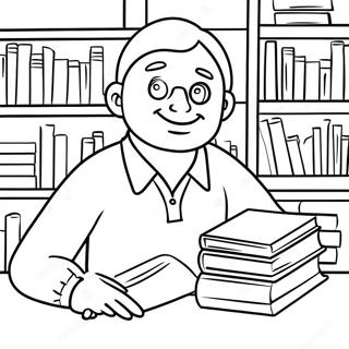 Friendly School Counselor With Books Coloring Page 49733-39834