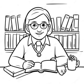 Friendly School Counselor With Books Coloring Page 49733-39836