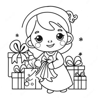 Adorable Christmas Girl With Presents Coloring Page 49743-39841