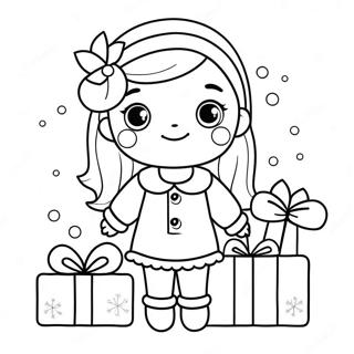 Adorable Christmas Girl With Presents Coloring Page 49743-39842