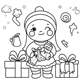 Adorable Christmas Girl With Presents Coloring Page 49743-39843