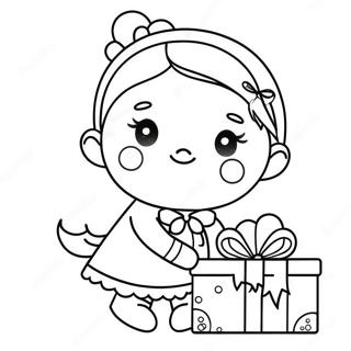 Adorable Christmas Girl With Presents Coloring Page 49743-39844