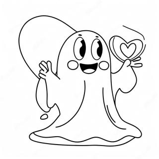 Cute Sad Ghost With A Heart Coloring Page 49763-39857