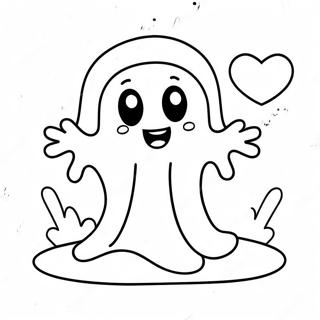 Cute Sad Ghost With A Heart Coloring Page 49763-39858