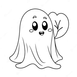 Cute Sad Ghost With A Heart Coloring Page 49763-39859