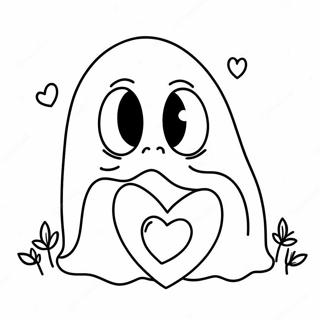 Cute Sad Ghost With A Heart Coloring Page 49763-39860