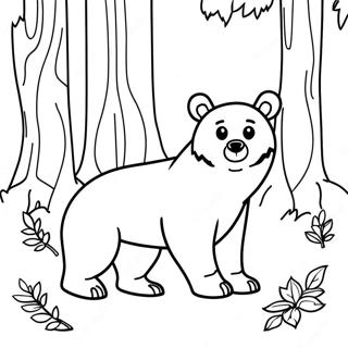 Black Bear In A Forest Coloring Page 49782-39867