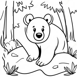 Black Bear In A Forest Coloring Page 49782-39868