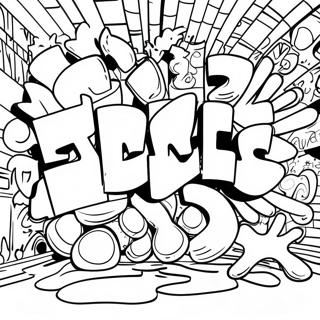 Colorful Hip Hop Graffiti Wall Coloring Page 49793-39883