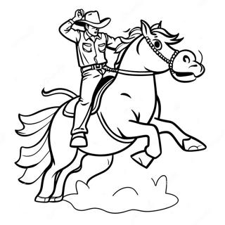 Cowboy Riding A Bucking Bronco Coloring Page 4982-4153