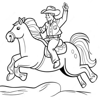 Cowboy Riding A Bucking Bronco Coloring Page 4982-4154