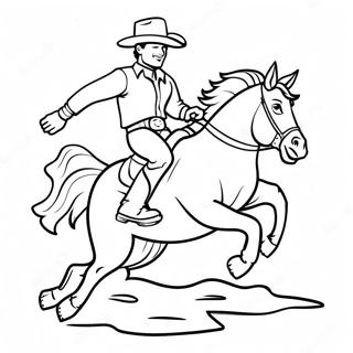 Cowboy Riding A Bucking Bronco Coloring Page 4982-4155