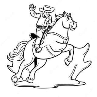 Cowboy Riding A Bucking Bronco Coloring Page 4982-4156