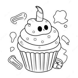 Halloween Cupcake With Spooky Sprinkles Coloring Page 49912-39972