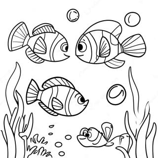 Nemo And Dory Swimming With A Turtle Coloring Page 49922-39984