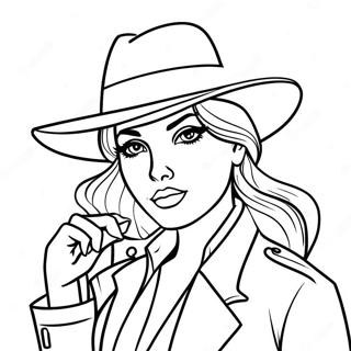 Gangster Girl With A Fedora Coloring Page 49942-39994