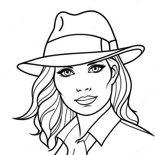 Gangster Girl With A Fedora Coloring Page 49942-39995