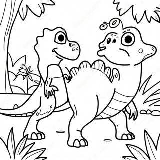 Dinosaur Fighting In A Jungle Coloring Page 49962-40010