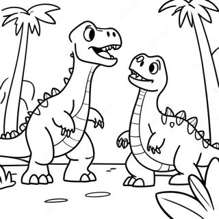 Dinosaur Fighting In A Jungle Coloring Page 49962-40011