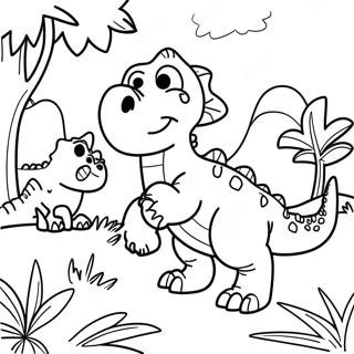 Dinosaur Fighting In A Jungle Coloring Page 49962-40012