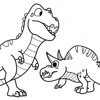 Dinosaur Fighting Coloring Pages